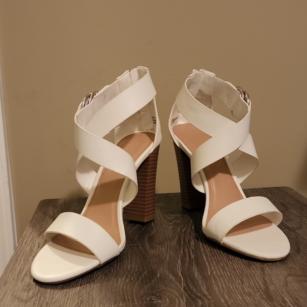 White strapped heel